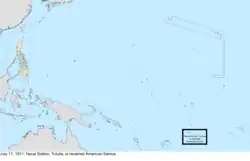 Map of the change to the United States in the Pacific Ocean on July 17, 1911