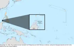 Map of the change to the United States in the Pacific Ocean on December 13, 1932