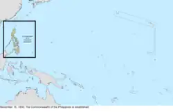 Map of the change to the United States in the Pacific Ocean on November 15, 1935