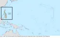 Map of the change to the United States in the Pacific Ocean on July 4, 1946