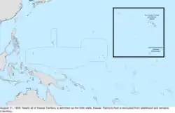 Map of the change to the United States in the Pacific Ocean on August 21, 1959