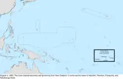 Map of the change to the United States in the Pacific Ocean on August 4, 1965