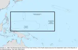 Map of the change to the United States in the Pacific Ocean on October 21, 1986