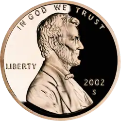 Proof-quality Lincoln penny with cameo effect, obverse