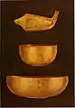 Golden bowls found in the tomb of Meskalamdug (grave PG 755), with vertical inscription of his name 𒈩𒌦𒄭, "Meskalamdug".