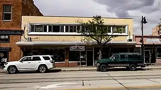 Uranium building's historic storefront, 2019