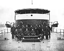 Officers of the USS Mahopac, probably on the James River, in the spring of 1865