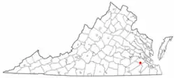 Location of Dendron, Virginia