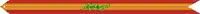 A gold streamer with red horizontal stripes on the outer portions and a green palm in the center