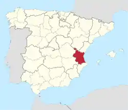 Map of Spain with Province of Valencia highlighted