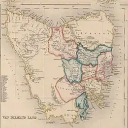 Map of the colony in 1852