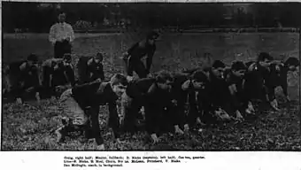 A football team lined up in formation