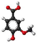 Ball-and-stick model of the vanillic acid molecule