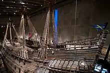 Vasa, top deck and port side, seen from above.