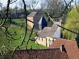 South face of the church, with the town hall behind