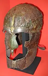 Colour photograph of the Vendel 14 helmet