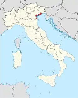 Map highlighting the location of the former province of Venice in Italy