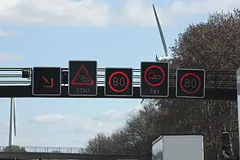 Dynamic traffic signs on an Autobahn