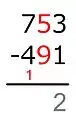 So, we add 10 to it and put a 1 under the next higher place in the subtrahend.