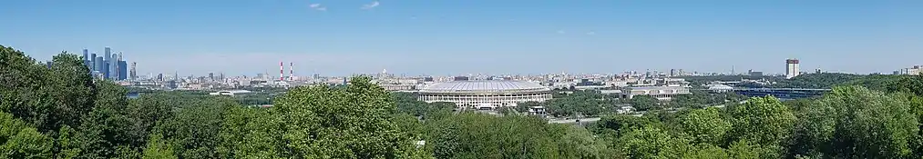 View from Sparrow Hills to the central and north part of Moscow.