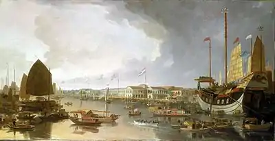 View of the Canton factories (c. 1805–10)