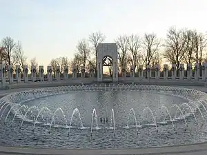 View of the World War II Memorial in Washington, D.C. from the "Atlantic" arch of the memorial.