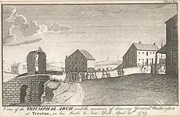 View of the Triumphal Arch, engraving attributed to James Trenchard, 1789