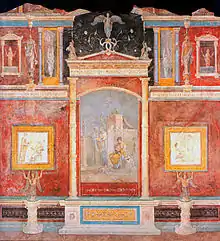 Fresco at Villa della Farnesina, Rome. Second Style transitioning to the Third