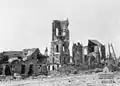 Ruins of the church after the second battle of Villers-Bretonneux in 1918