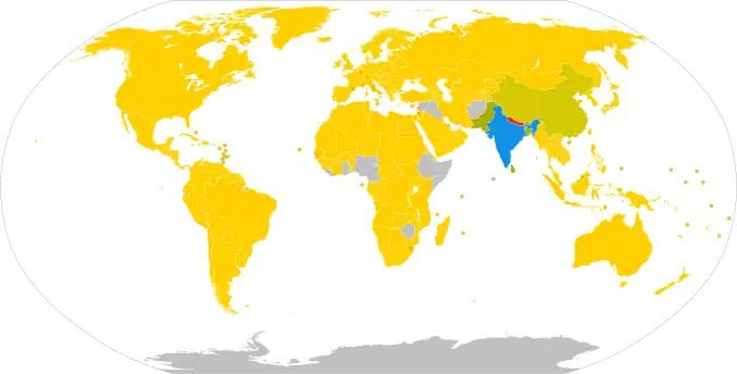 Visa policy of Nepal, showing free movement between India and Nepal under the 1950 treaty