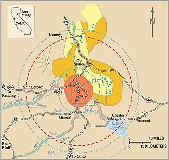 Map with circles and blobs of color