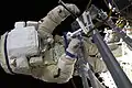 Volkov conducts a spacewalk.