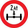 9d: No vehicles having a weight exceeding ... tonnes on one axle