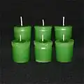 Hand-poured green votive candles