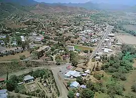 An aerial view of the centre of Bourail