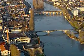 An aerial view of the centre of Châtellerault