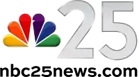 The NBC peacock next to a sans serif "25" in silver, with the URL below "nbc25news.com"