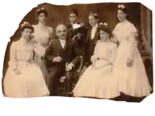 Sepia tone photo of 1880's Confirmation class in formal wear