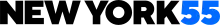 The words "New York 55" in a bold sans-serif font. "New York" is in black and "55" is in light blue.