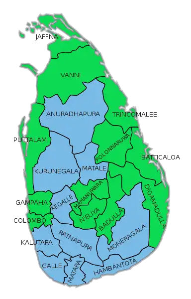 Majorities according to electoral districts