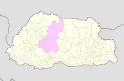 Map of Wangdue Phodrang District in Bhutan