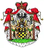 Fürst zu Putbus, arms with a mantle and Fürsten crown.