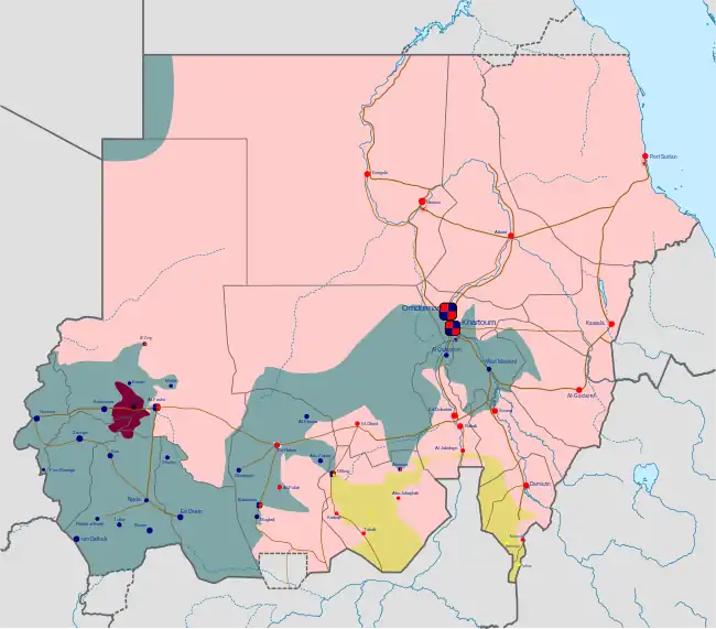 The SLM zone of control (purple) as of 29 April 2024, including Tawila