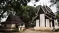 The ho trai (scriptures depository) and back façade of the wihan of Wat Pa Daet