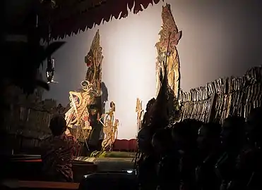 Wayang kulit (leather shadow puppet) performance.