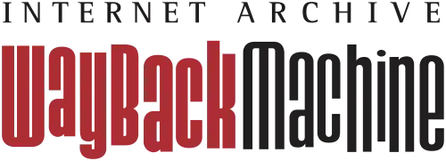 Stylized text saying: "INTERNET ARCHIVE WAYBACK MACHINE". The text is in black, except for "WAYBACK", which is in red.