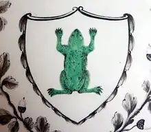 Detail of Josiah Wedgwood's Frog Service, 1773–4, made for Catherine the Great of Russia