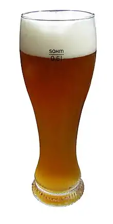 A Weizen beer glass