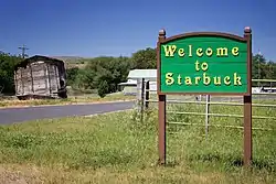 Welcome sign in Starbuck