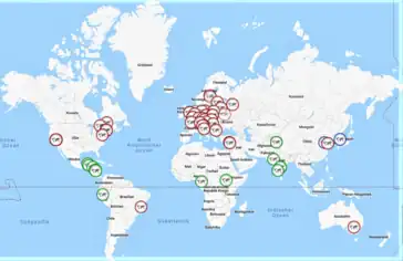 Red: Austrian Holocaust Memorial Service, Green: Austrian Social Service, Blue: Austrian Peace Service